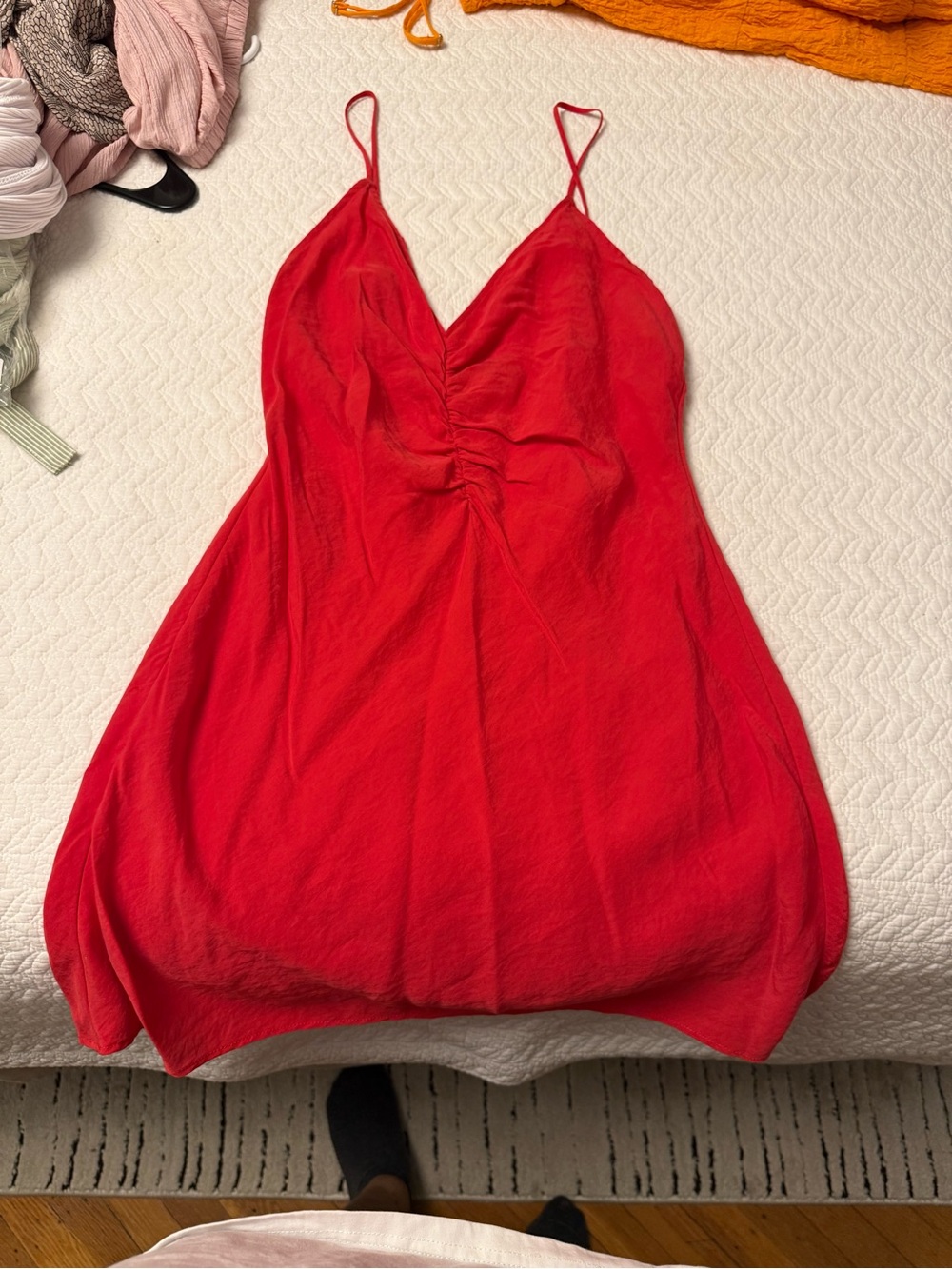 Zara Red Spaghetti-Strap Mini Dress